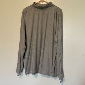 Zuda Light Grey Mock Neck Long Sleeve Active Shirt drawcord stretch med and lg